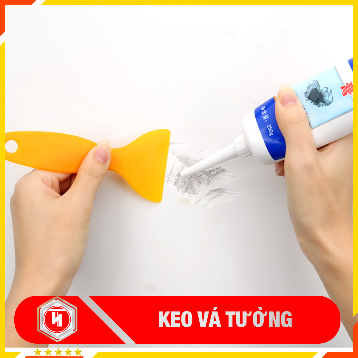 Tuýp keo vá tường siêu tốc 250G-Keo trám vá tường bị bong tróc, nứt, trầy xước, đóng đinh và vết bẩn...