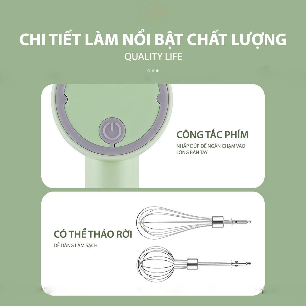 Máy xay tỏi ớt mini kiêm máy đánh trứng cầm tay 3 trong 1, máy xay thực phẩm 3 tốc độ, 2 đầu trộn bột, đánh kem, 250ml