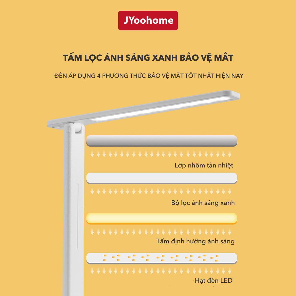 Đèn bàn học 3 chế độ ánh sáng bảo vệ mắt hỗ trợ chống cận - Đèn học Led tích điện đa năng đọc sách, làm việc kèm dây sạc - Mẫu YP904