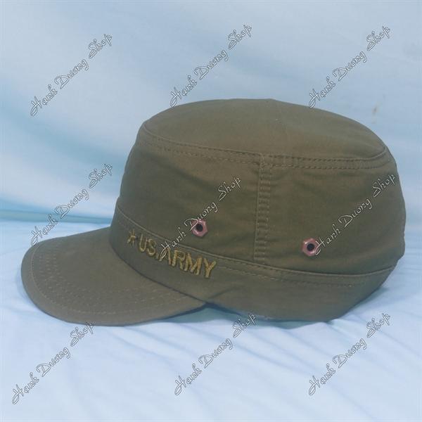 Nón kết đầu bằng thêu ngôi sao US.ARMY bên hông có khóa tăng giảm phía sau - Rêu Đậm