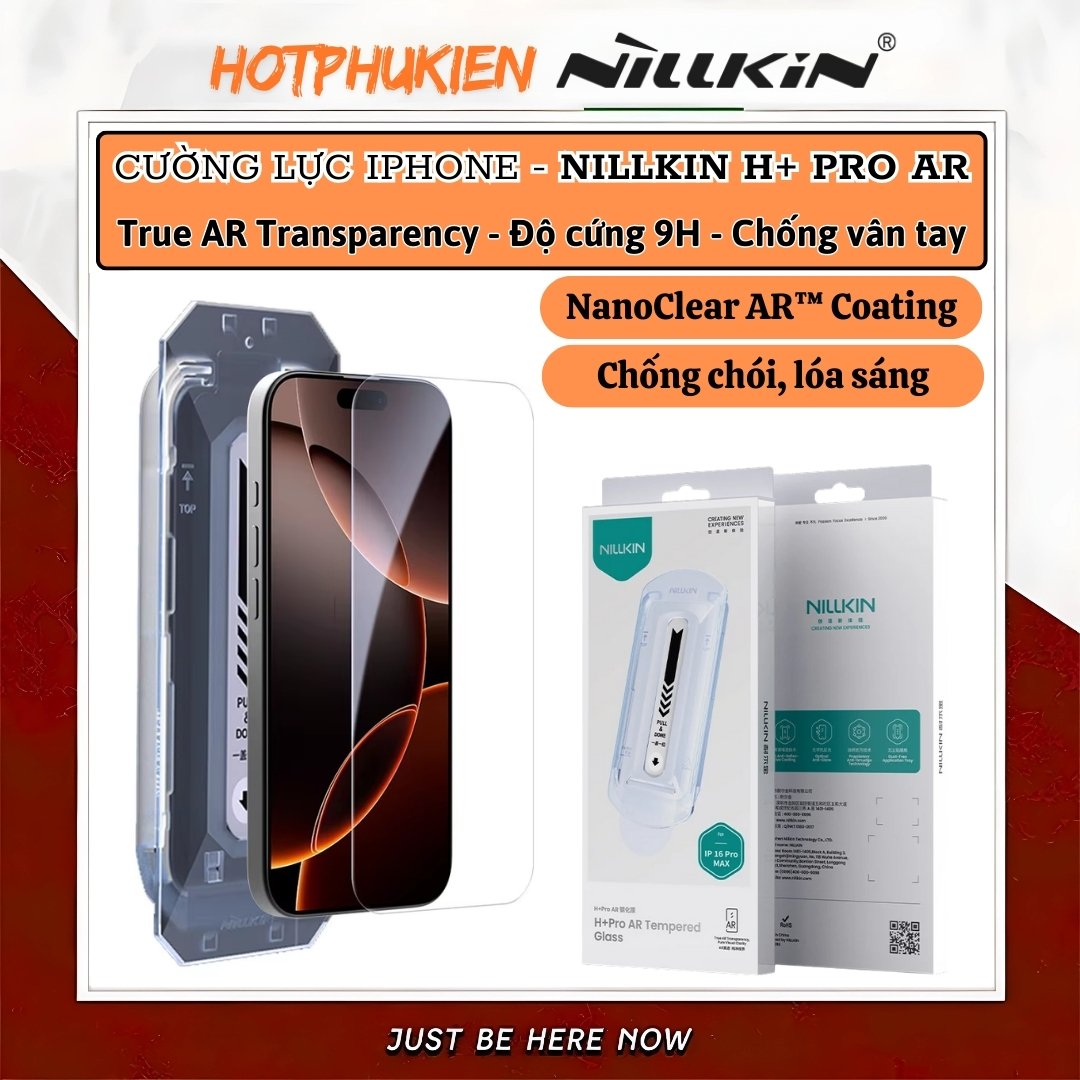 Kính cường lực khung dán Curved 3D Chống chói NanoClear AR Coating Nillkin H+ PRO AR cho iPhone 17 Pro Max / Air - độ mỏng 0.2 mm chống bể chống bụi chống va đập màn hình, khung hỗ trợ dán - Hàng nhập khẩu