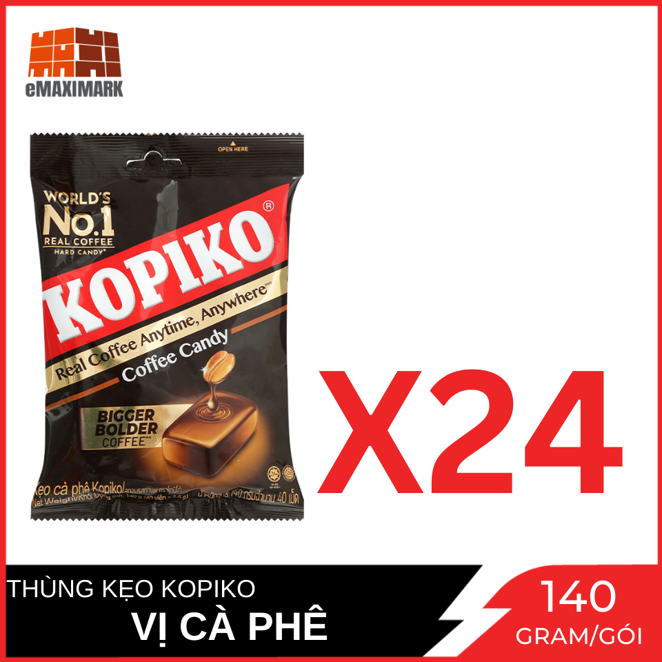 [Nguyên thùng] Kẹo cà phê Kopiko Coffee Bịch 150gX24