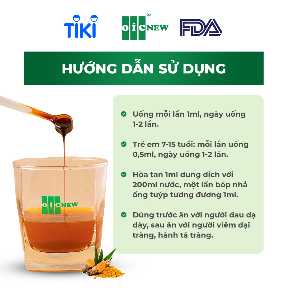 Dung Dịch Nano Curcumin OIC New Tinh Chất Nghệ Giảm Đau Dạ Dày Tức Thì Lọ 20ml