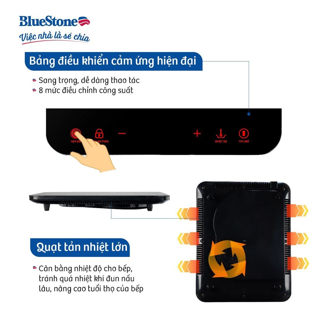 Bếp Từ Đơn BlueStone ICB-6729 2000W - Hàng chính hãng