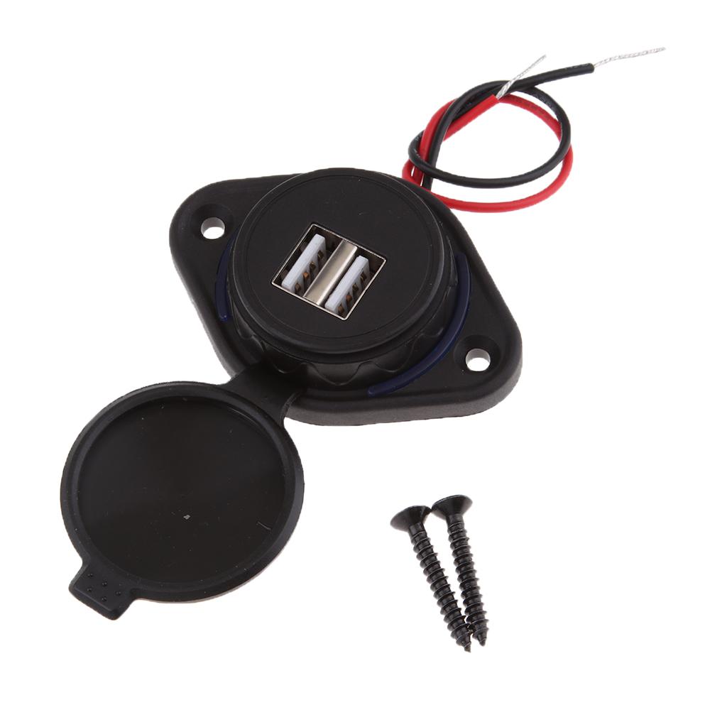 12-24V Waterproof 3.1A Motorcycle Car Dual USB Port Charger Socket Outlet