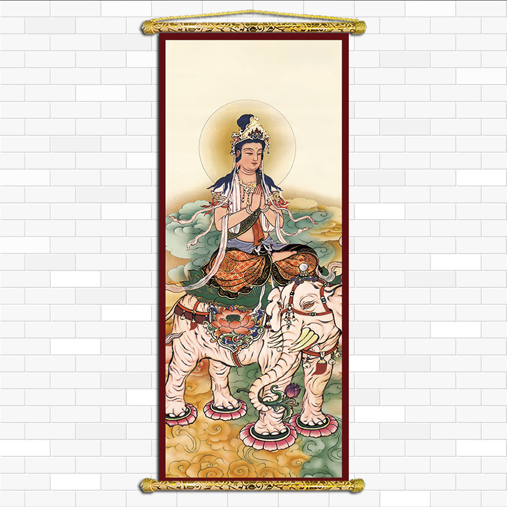 Tranh Liễn Phật Giáo - Bộ Tranh Ngũ Trí Phật NT01 - Vải canvas nẹp sáo gỗ , nhiều size , có sẵn phụ kiện treo tranh