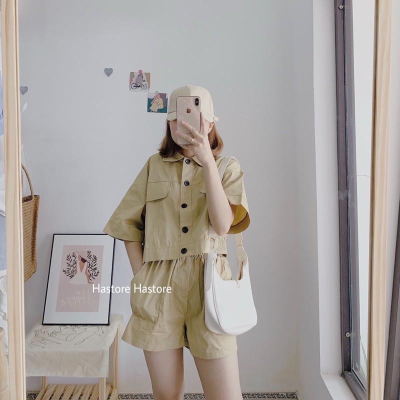 Set croptop khoác thô kèm short 3 màu