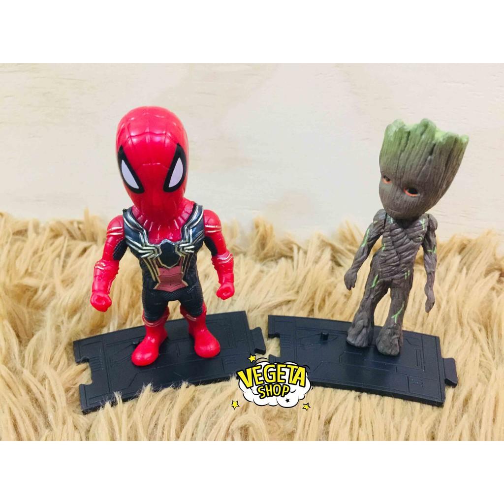 Mô hình Avengers Marvel - Trọn bộ 8 Biệt đội siêu anh hùng - Hulk Spider Iron Man Suit Captain Thor Wakanda Groot - 10cm