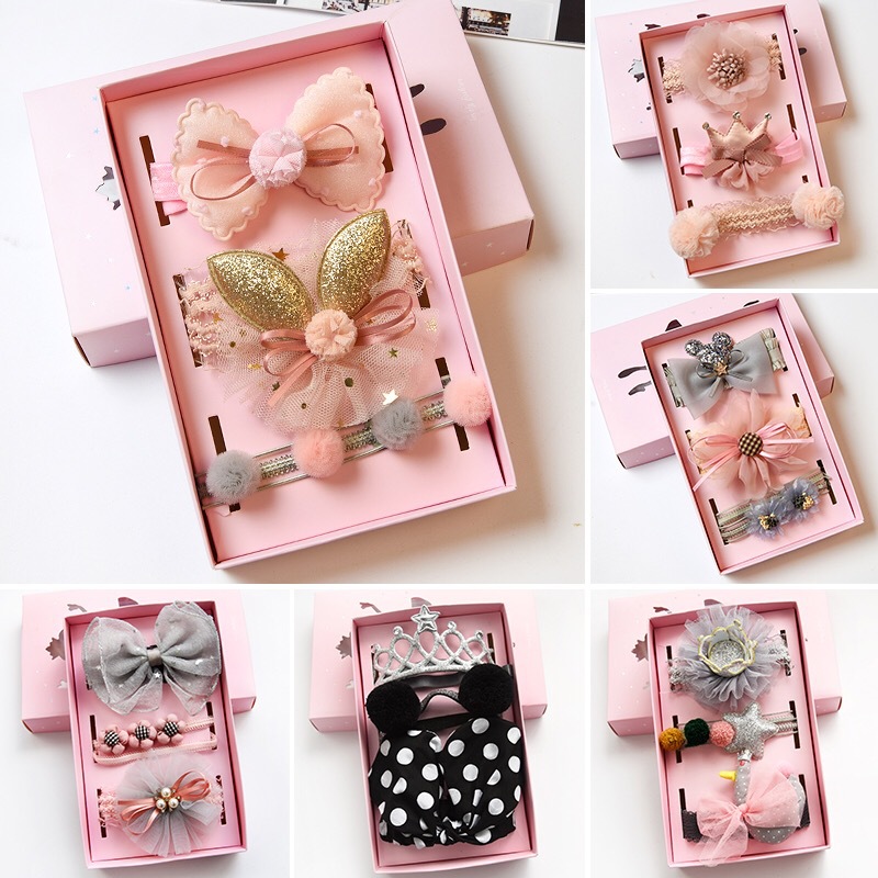 Set 3 chiếc băng đô/turban ren có hộp xinh xắn cho bé gái từ 3 đến 36 tháng tuổi