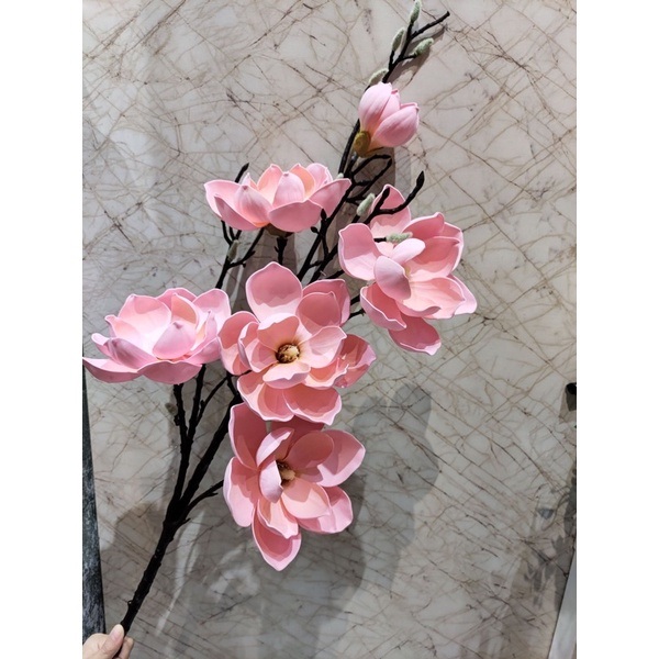 Hoa Giả - Hoa Mộc Lan 6 Bông Dài 130cm Chất Liệu Lụa Nhập Khẩu Cao Cấp HL014