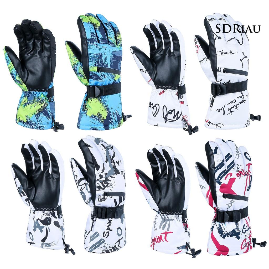 Găng Tay Trượt Tuyết Kẻ Sọc In Chữ Graffiti Chống Thấm Nước Unisex