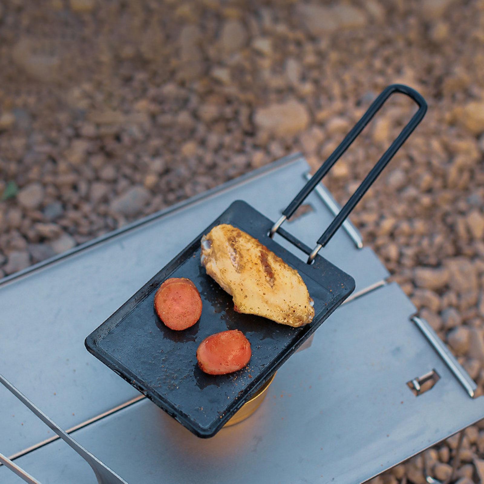 Grill Pan Barbecue Plate Griddle Pan with Handle Frying Pan Steak Pan for Picnic Cooking Outdoor Camping