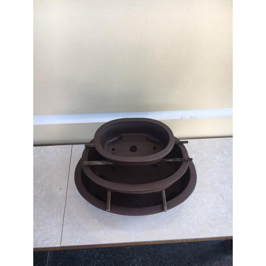 Chậu bonsai Oval đất nung gốm Bát tràng 1 size BM-71