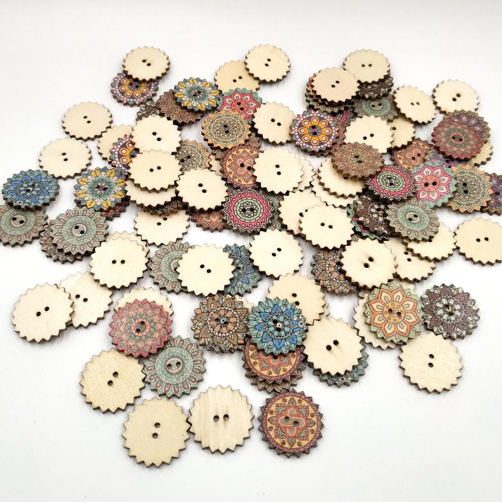 100 Miếng Sơn Gỗ Nút Cho May Craft Phụ Kiện DIY