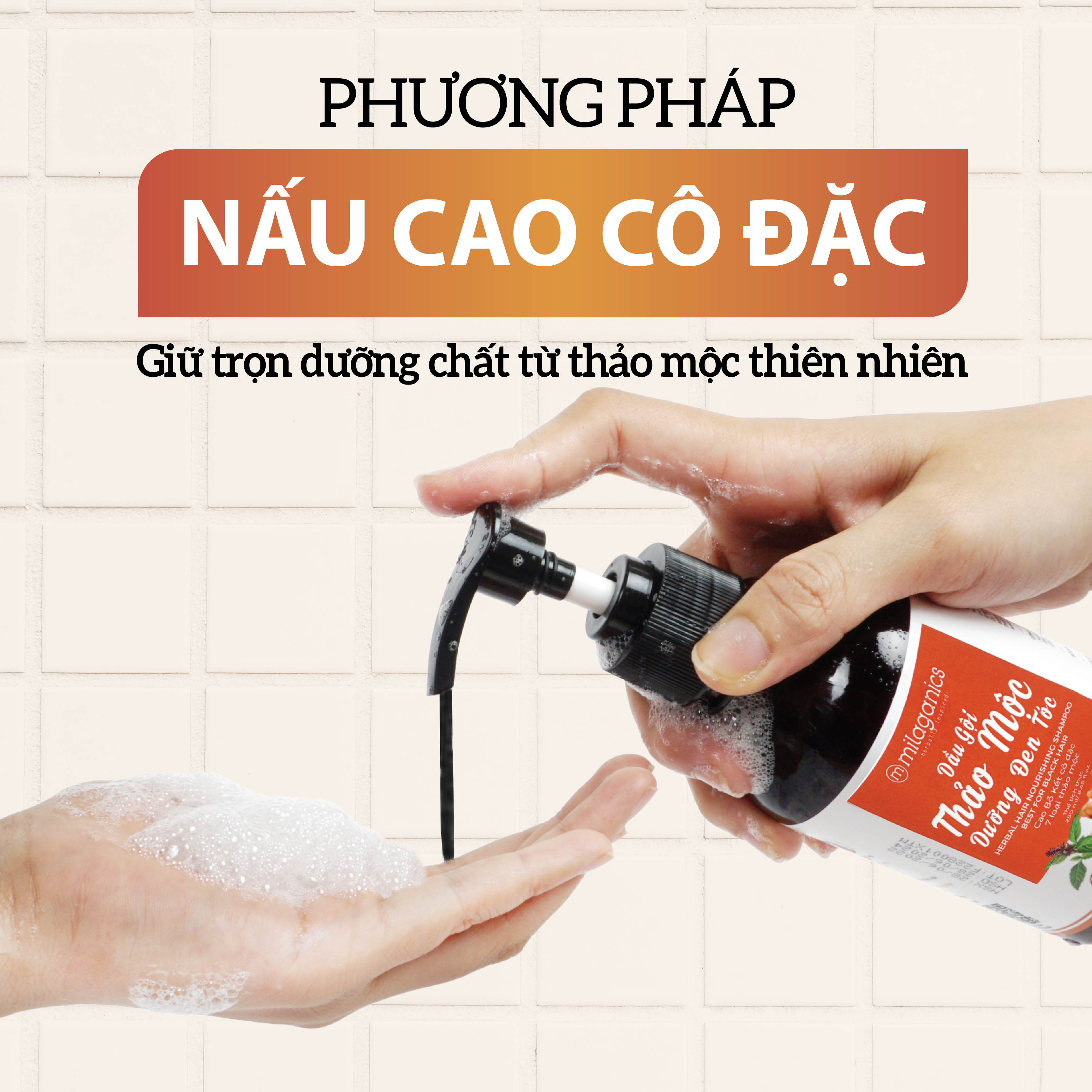 Dầu Gội Thảo Dược 7 Loại Thiên Nhiên, Dầu Gội Đen Tóc Hương Thảo Mộc Thư Giãn MILAGANICS