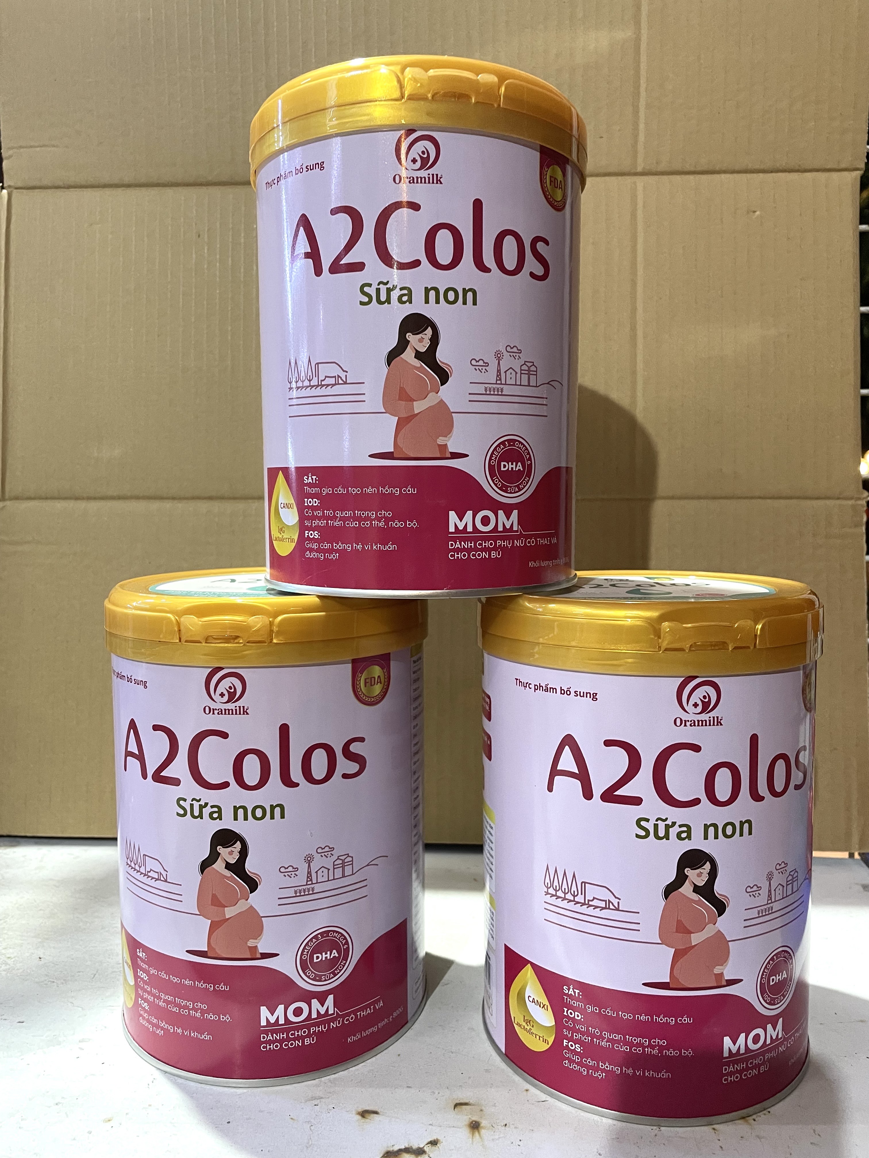 Combo 3 lon Sữa bột A2Colos MOM lon 800g - Dành cho phụ nữ có thai và cho con bú