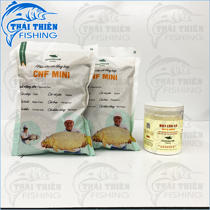 Combo 2 Gói Cám CNF Mini, 1 Hũ Bột Ngũ Vị Hương Chung Nguyễn Fishing Dùng Câu Cá Tổng Hợp Như Chép, Trôi, Trắm, Phi