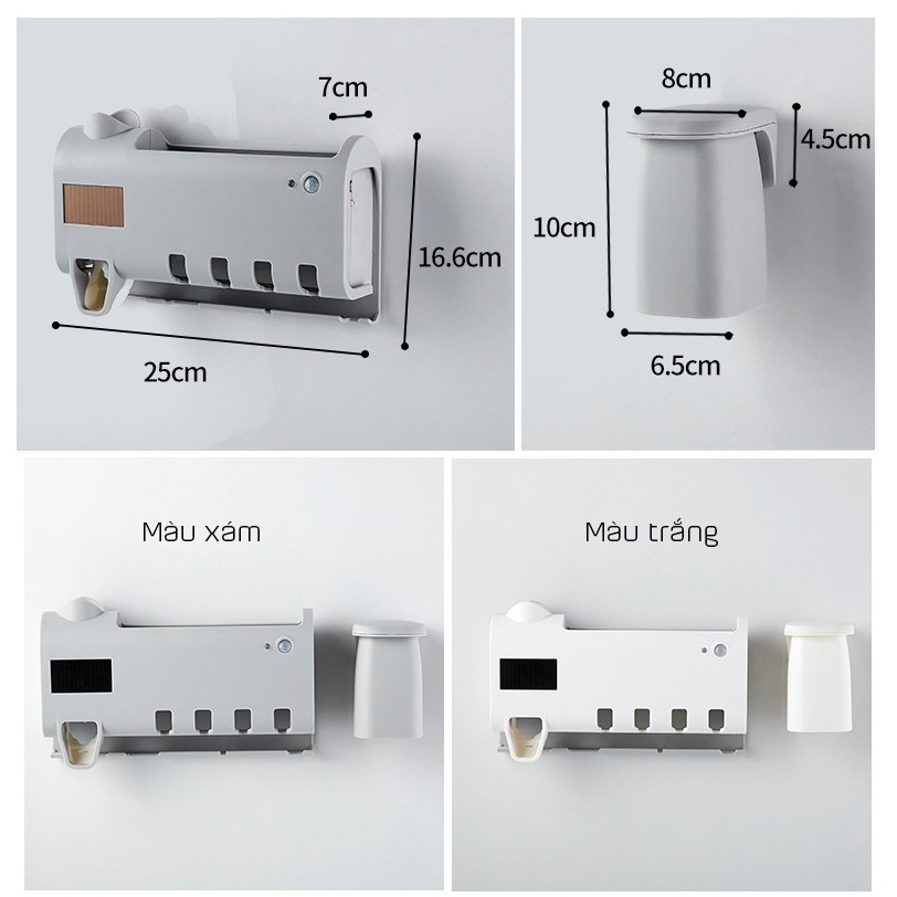 Kệ Đựng Bàn Chải Thông Minh Tự Động Lấy Kem Đánh Răng (Có Tia UV)