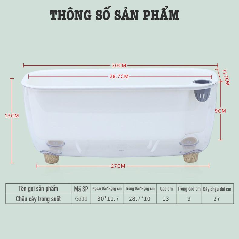 Chậu cây để bàn Oliz Gerta 211. Chậu trồng cây có chức năng tự tưới màu trắng trong