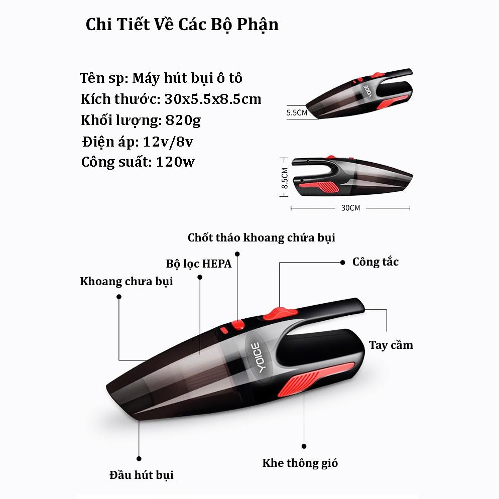 Máy Hút Bụi Cầm Tay Mini Cao Cấp - Máy Hút Bụi Tiện Dụng Cho Ô Tô, Văn Phòng, Gia Đình - Siêu Khỏe 120W