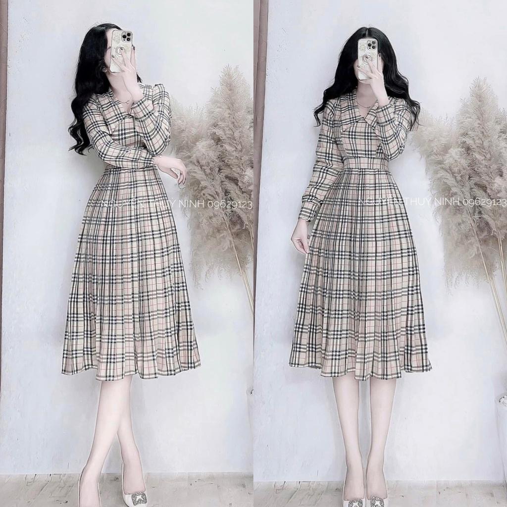 Đầm caro dáng dài tay lỡ  Muasam24  Yên Tâm Mua Sắm