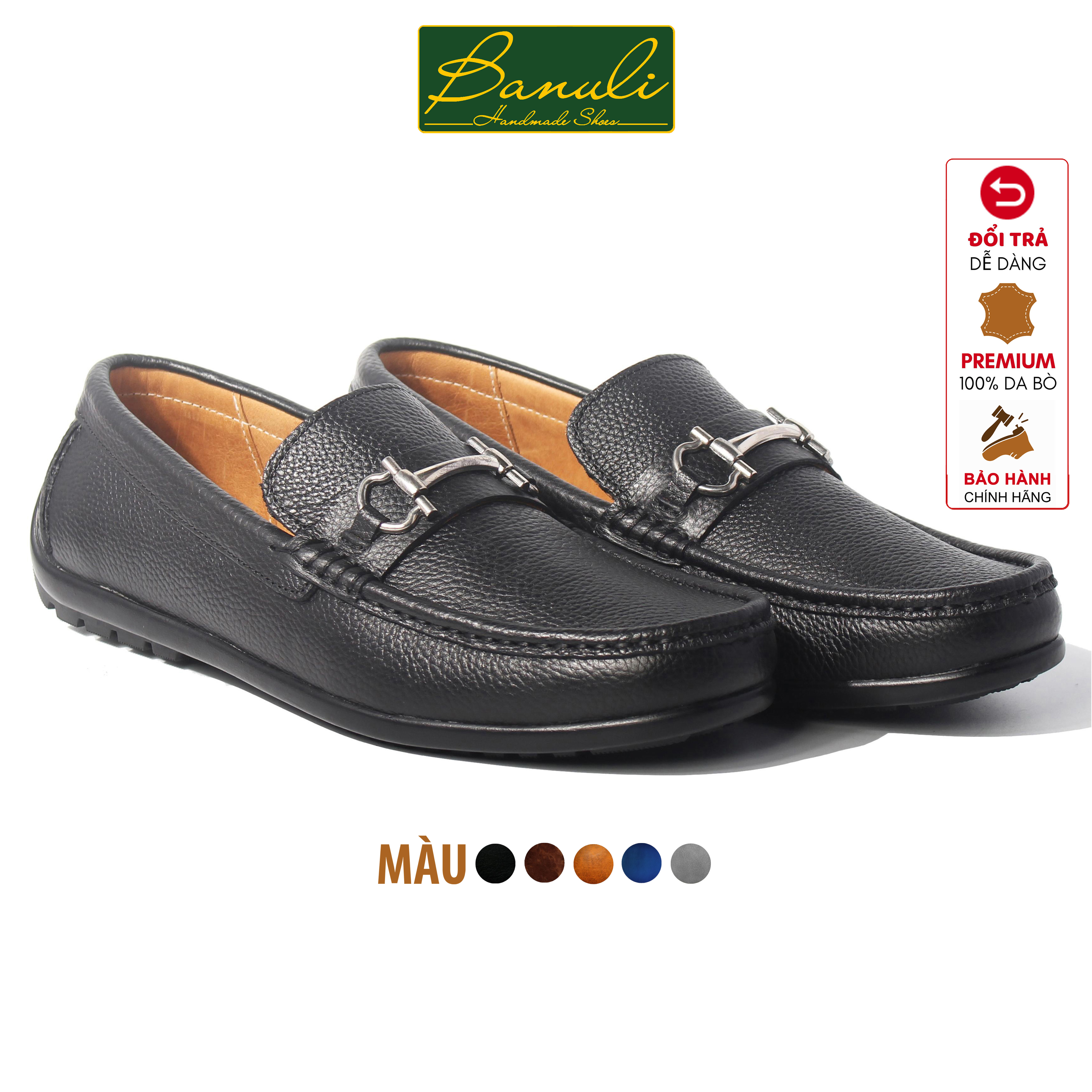 Giày Lười Nam Banuli Casual Slip-On Shoes MOCA5 (Da Veg Itali Mềm Dẻo, Đế Siêu Nhẹ, Chống Trượt, Bảo Hành Trọn Đời)