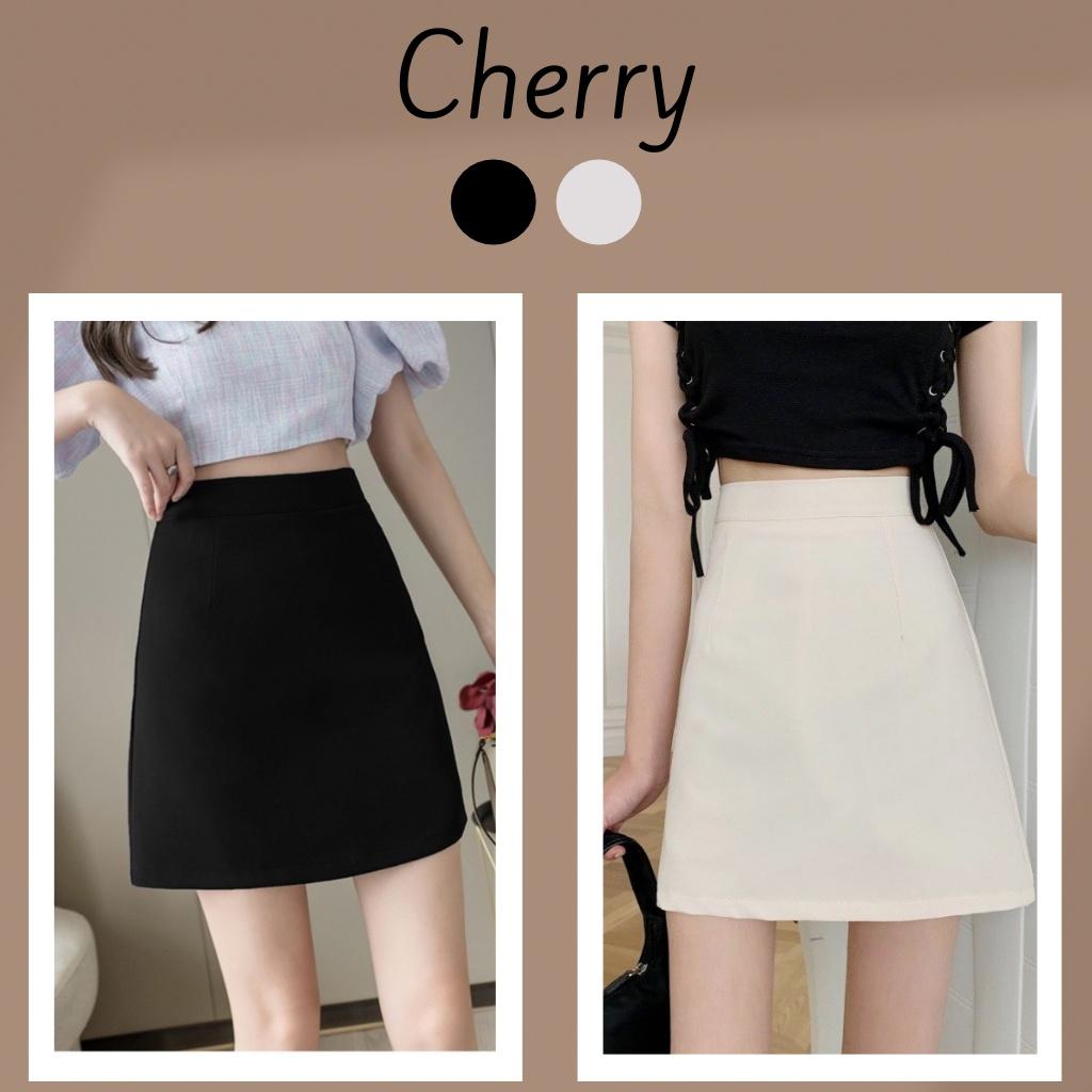 Chân váy chữ A ngắn lưng cao phong cách công sở có lót trong, váy công sở ngắn dáng chữ A trẻ trung CHERRY STORE V058