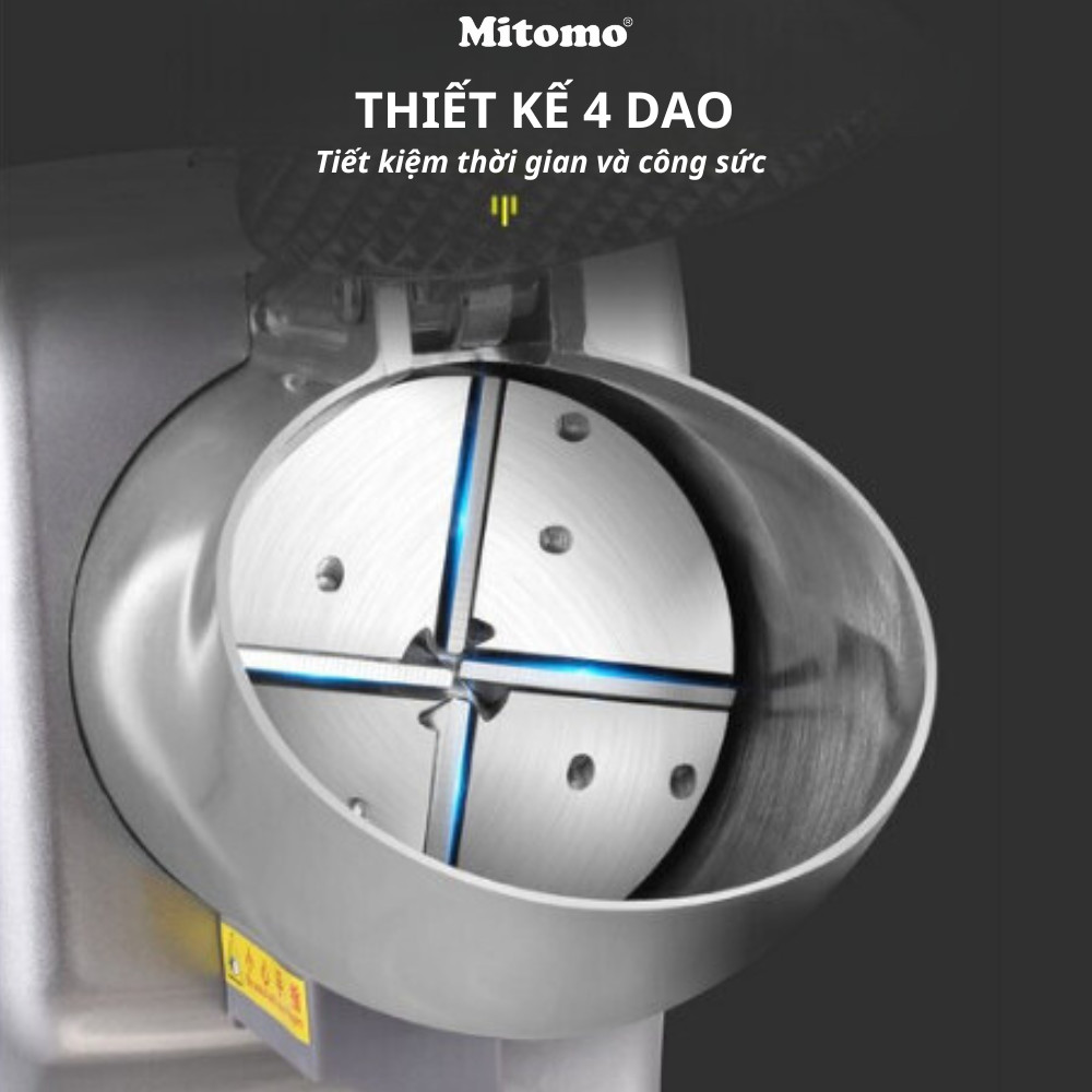 Máy xay đá tuyết, Máy bào đá 8 lưỡi, 2 nắp cao cấp Mitomo MBD-600 MAX- Hàng chính hãng