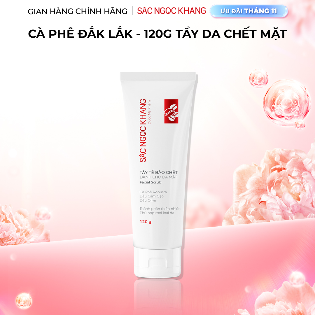 Tẩy tế bào chết cà phê cho da mặt Sắc Ngọc Khang 120g hỗ trợ da mềm mịn và rạng rỡ