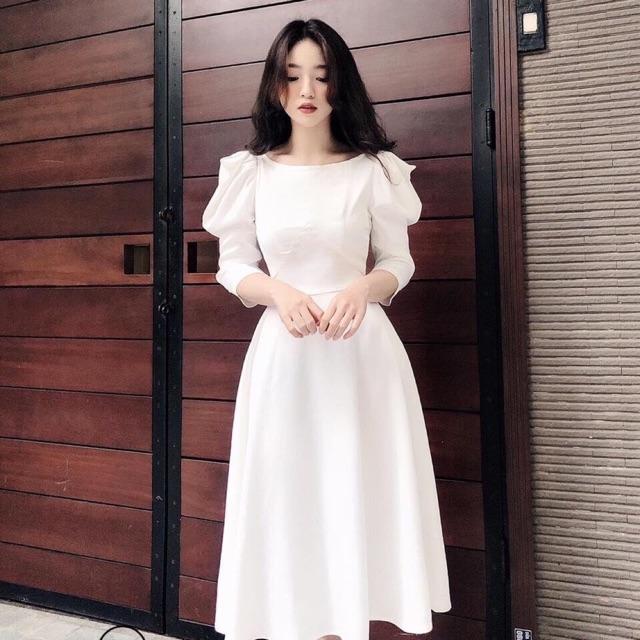 Đầm tay phồng phong cách tiểu thư sang chảnh