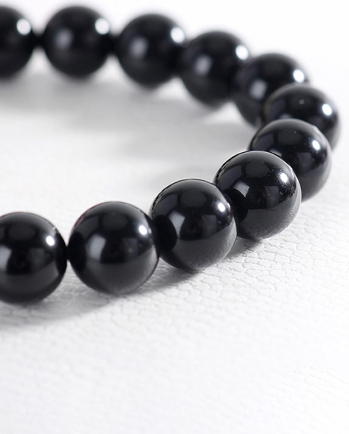 Vòng tay đá Obsidian phối thạch anh tóc đen mệnh thủy, mộc - Ngọc Quý Gemstones