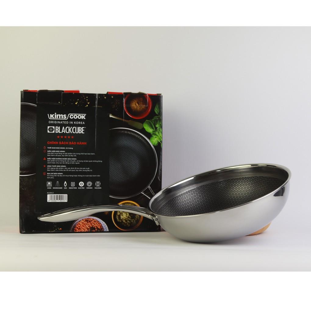 Chảo chống dính đáy từ sâu lòng 3 lớp đúc liền inox 304 Kims Cook Blackcube 24cm - 26cm -28cm - 30cm - 32cm , tặng 1 sạn inox