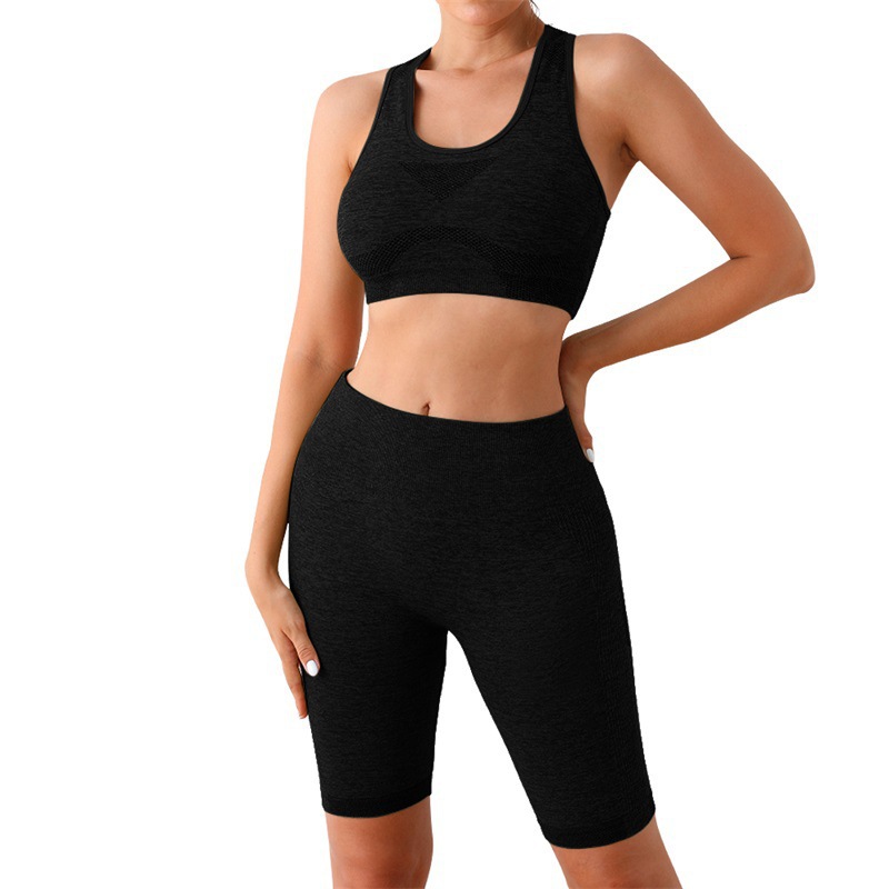Bộ tập gym yoga nữ, set tập gym nữ áo bra có mút đệm và quần dài chất dệt kim cao cấp