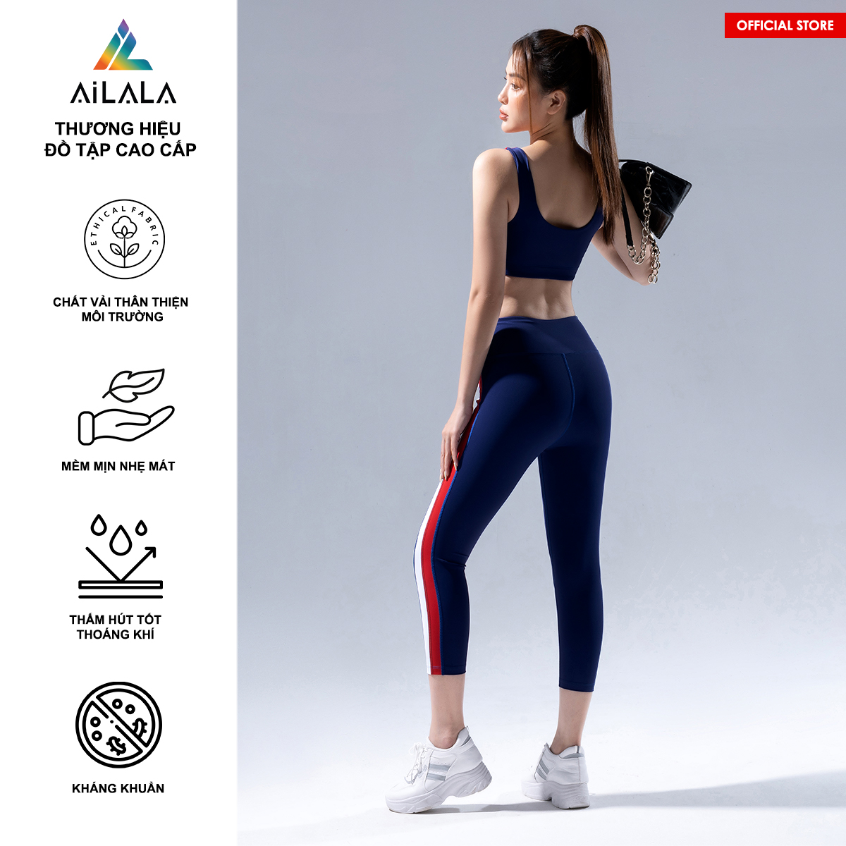 Bộ quần áo thể thao nữ AiLALA LUX48B, Đồ tập Yoga Gym Pilates, chất vải Hi-tech cao cấp