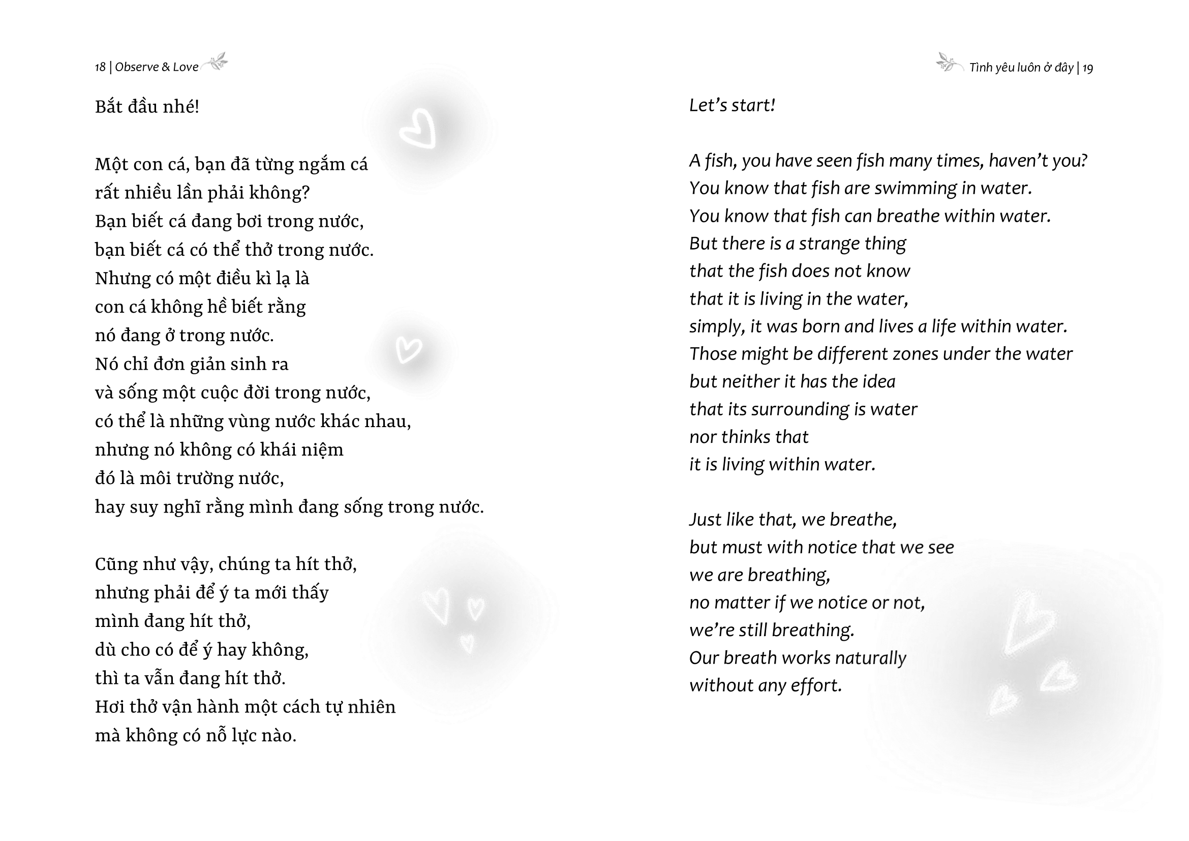 Sách - Observe And Love - Tình Yêu Luôn Ở Đây - Phiên Bản Song Ngữ