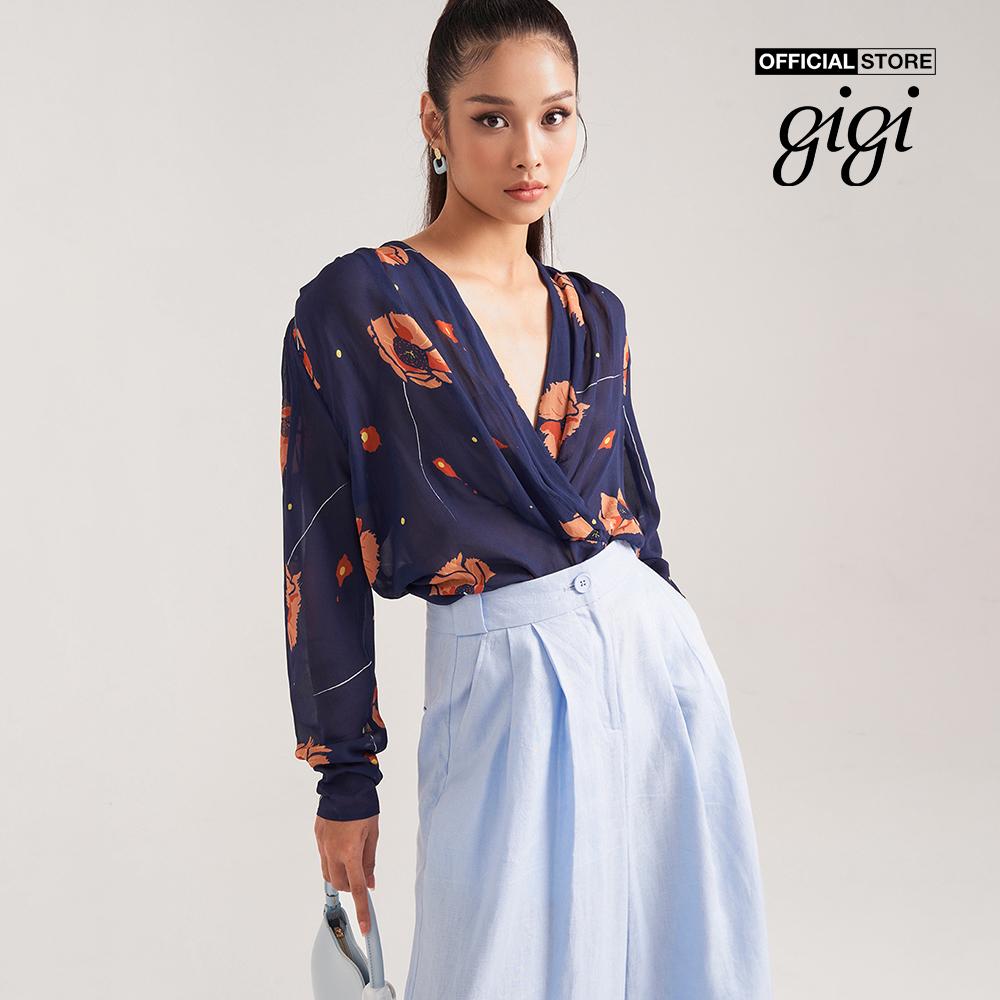 GIGI - Áo kiểu nữ cổ V tay dài họa tiết hoa thanh lịch G1110T221263