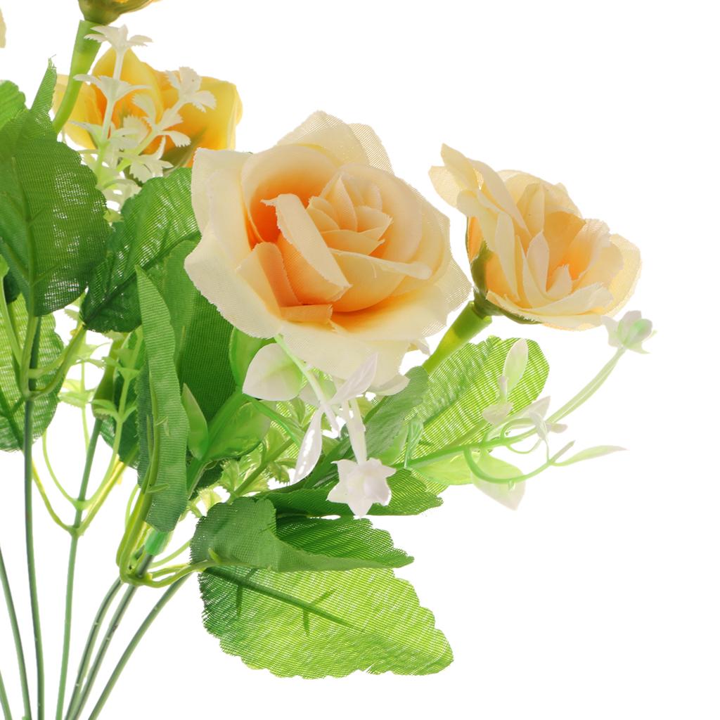 2 Piece Artificial Silk Rose Flower Bouquet Plant Wedding Decor