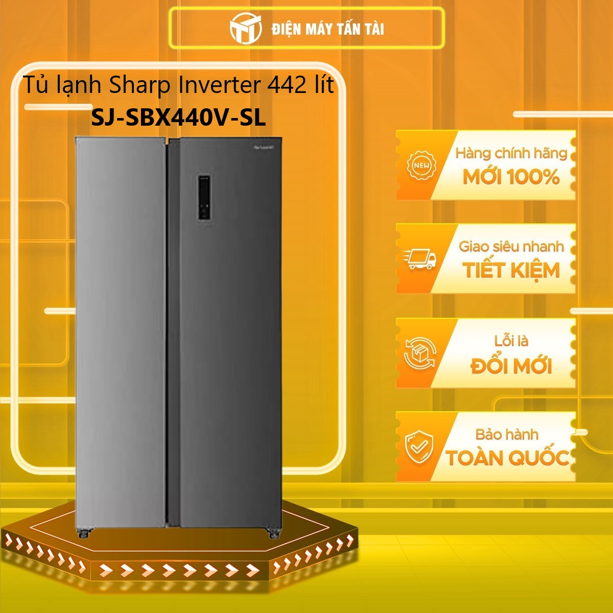 Tủ Lạnh Sharp 442 Lít SJ-SBX440V-SL Inverter - Hàng Chính Hãng (Chỉ Giao HCM)