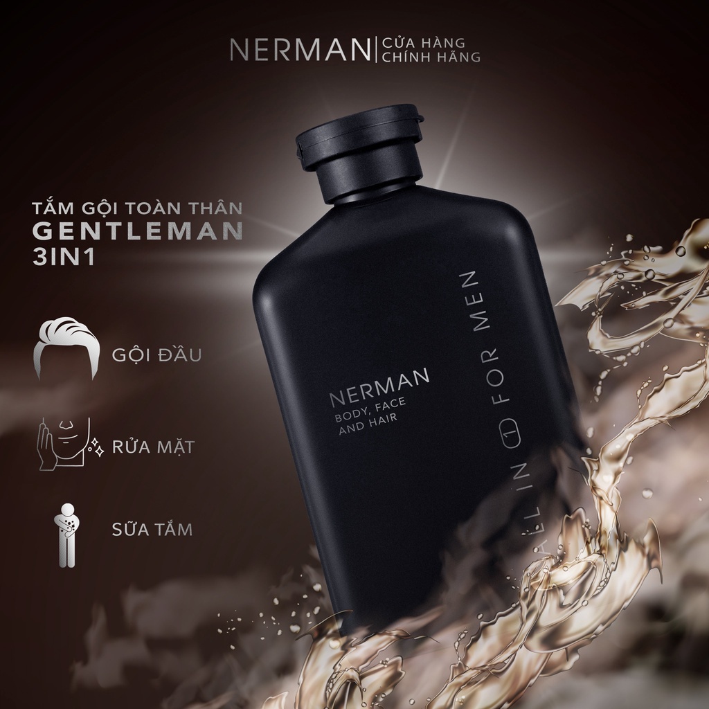 Bộ quà tặng cho nam DATING BOX - Sữa tắm gội Gentleman 3in1 hương nước hoa cao cấp 350ml &amp; Gel vệ sinh nam Elegant 50g