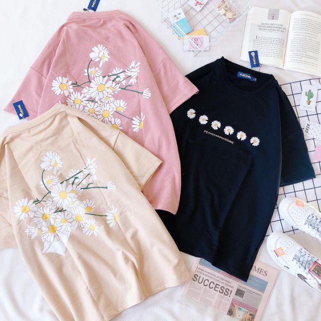 Áo thun cotton cao cấp ulzzang hoa cúc - ẢNH THẬT
