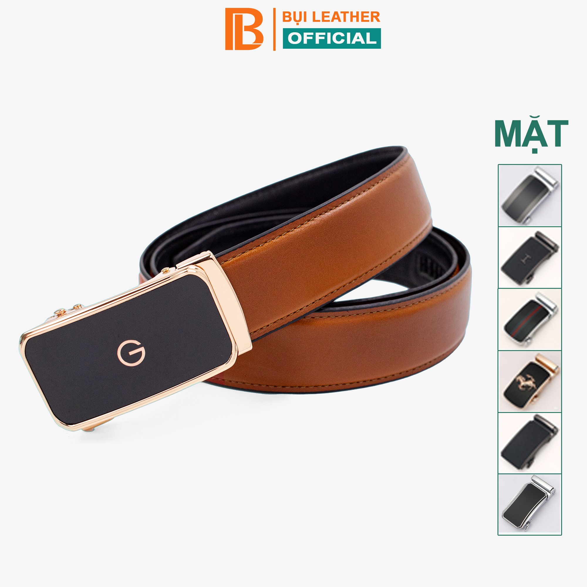 Thắt lưng nam, dây nịt nam da bò 3 lớp Bụi Leather L105 - Khóa tự động, nhiều mặt khóa tùy chọn