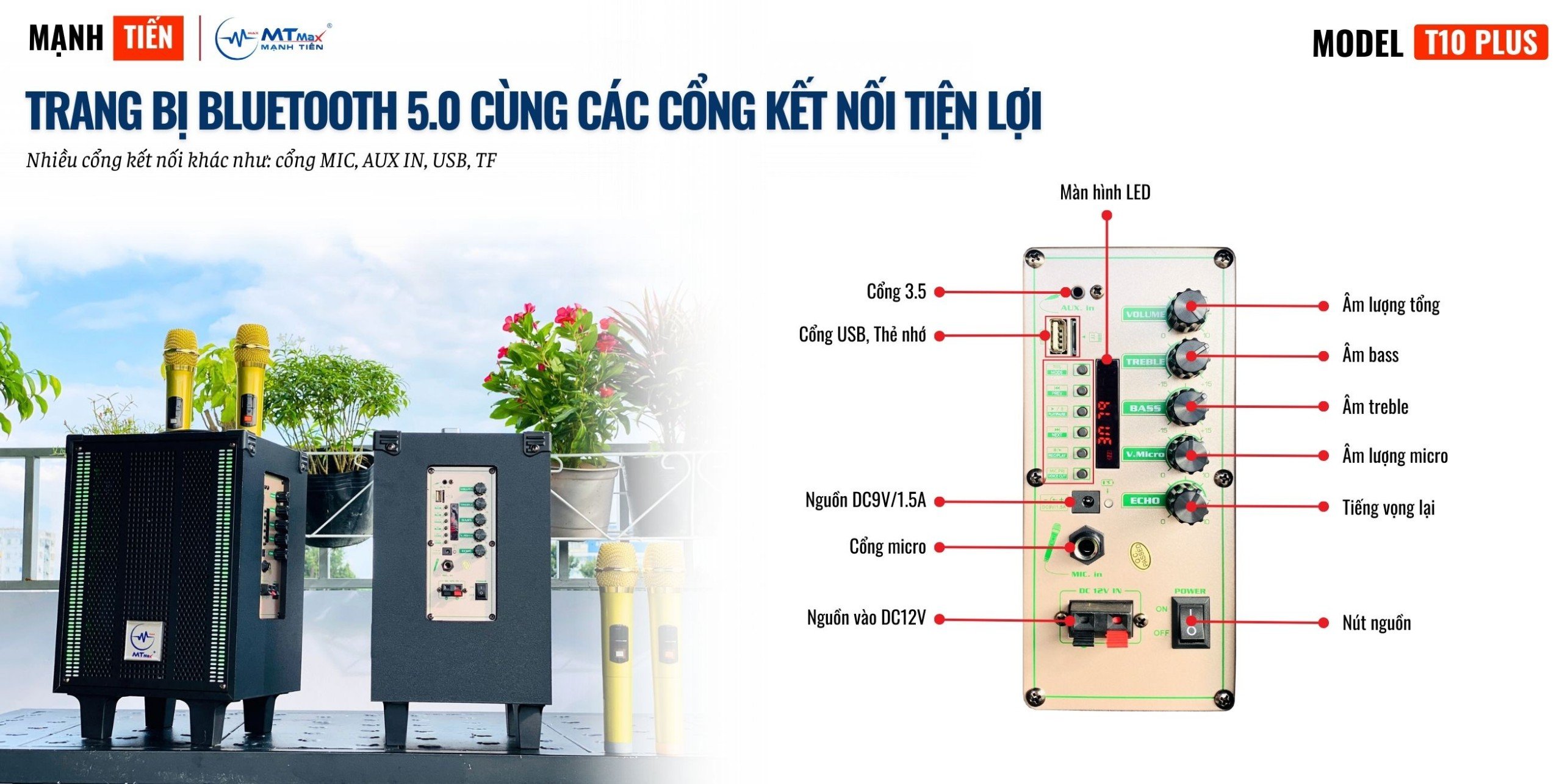 Loa Karaoke T10Plus Bass 20 Đèn LED RGB Nháy Theo Nhạc – Trãi Nghiệm Âm Thanh Trung Thực Với Bass Treble Khỏe Khắn hàng chính hãng