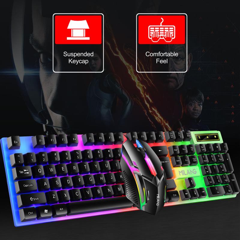 Chuột Bàn Phím Backlit Chuột Và Bàn Phím Chống Nước Dạ Quang Chuột Bàn Phím Punk Combo Bàn Phím Và Chuột Cho Máy Tính Game Thủ