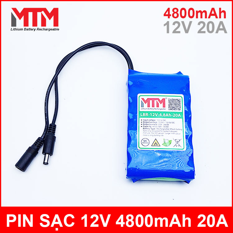 Pin sạc lithium 12V 4800mAh 3S chịu tải 20A MTM chính hãng