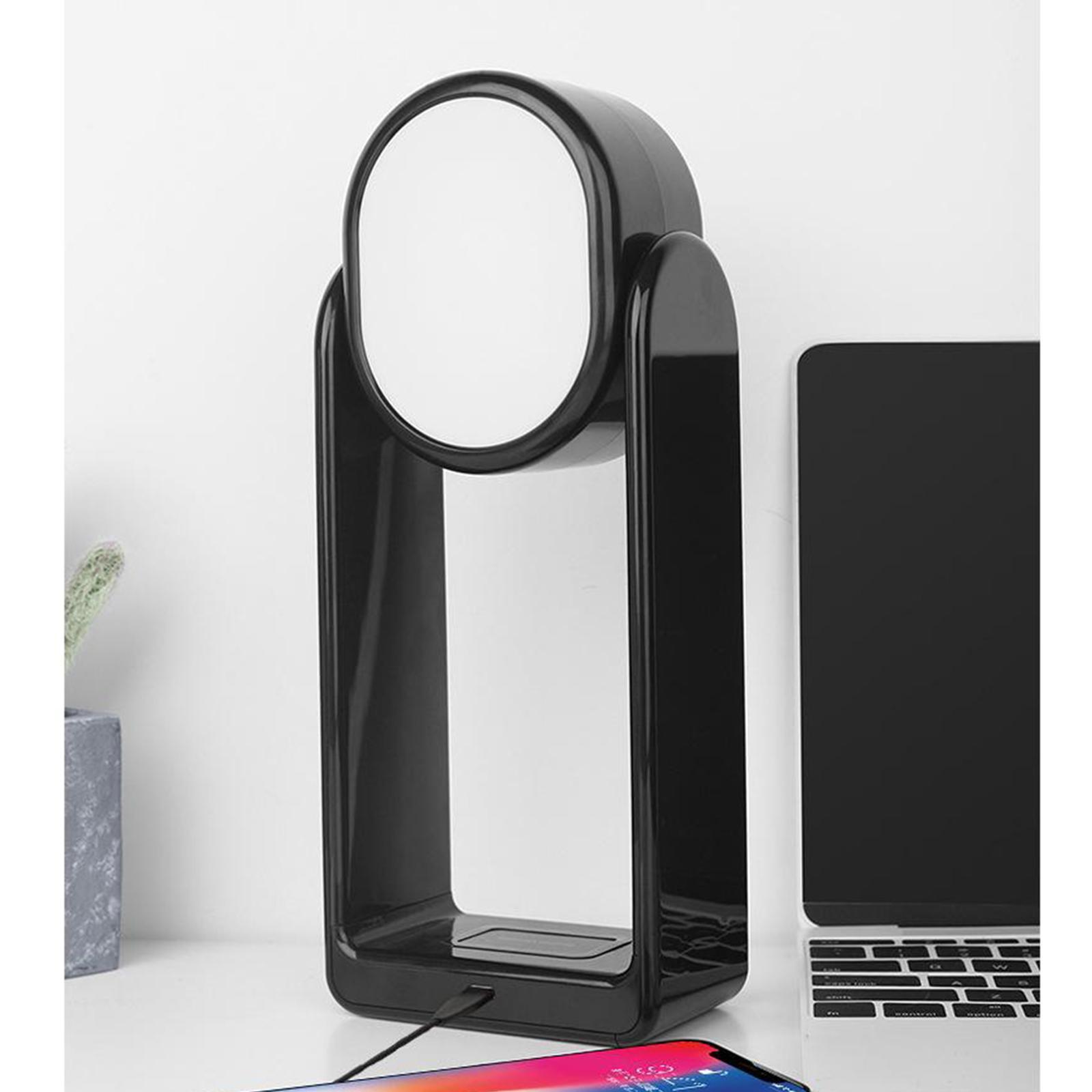 LED Desk Lamp WirelESS Charger Makeup Mirror Black
