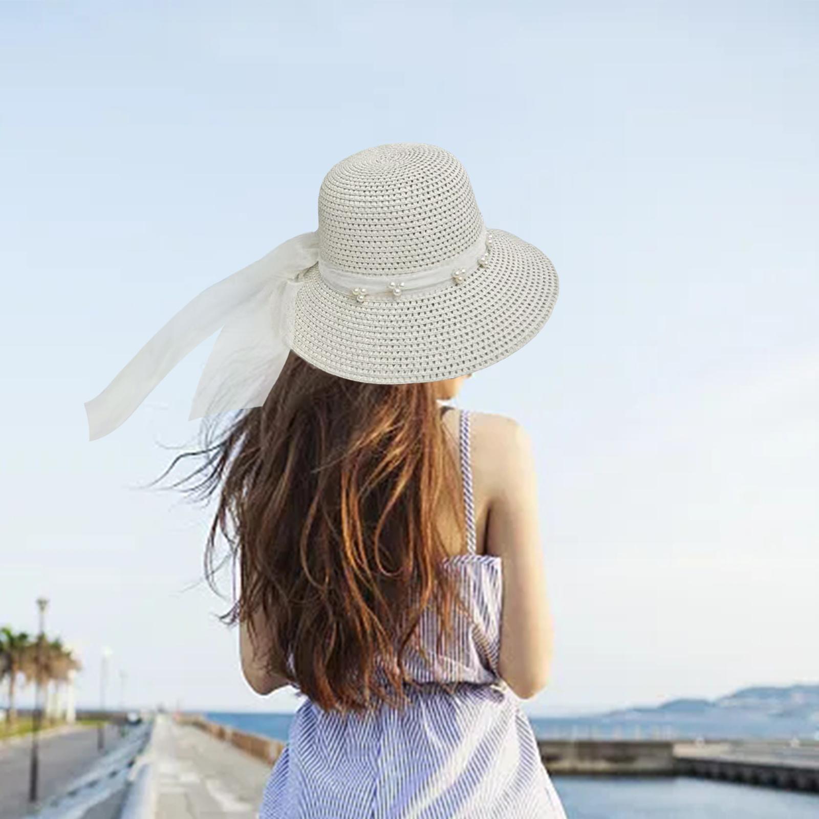 Women's Straw Hats Sun Hat Summer Beach Cap Wide Brim Visor Hats for Holiday