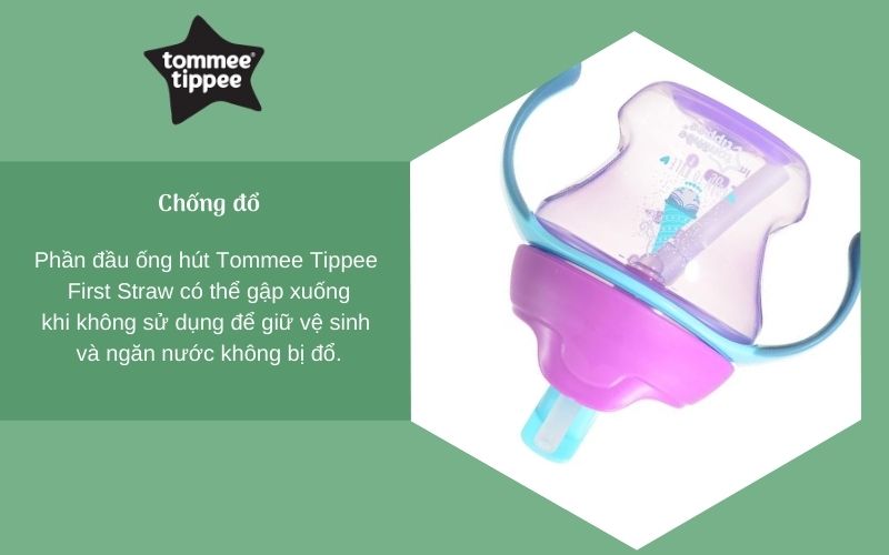 Bình uống nước có ống hút cho bé Tommee Tippee First Straw 150ml từ 9 tháng - Hồng
