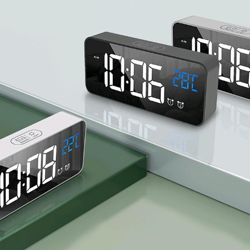 Kitchen Electronic Clock Mute LED Mirror Clock Bedside Alarm Clock Desk Clock #1