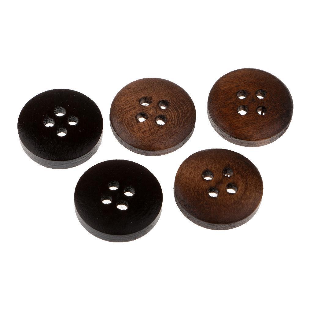 50 Piece Vintage 4 Holes Wooden Buttons for Sewing on Clothing Decoration 15mm