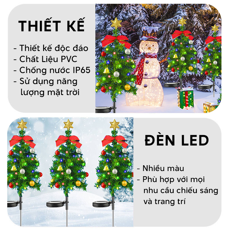 Đèn trang trí năng lượng mặt trời cây thông Noel thắt nơ, tiết kiệm điện, bóng siêu sáng, chống thấm nước - DA3164
